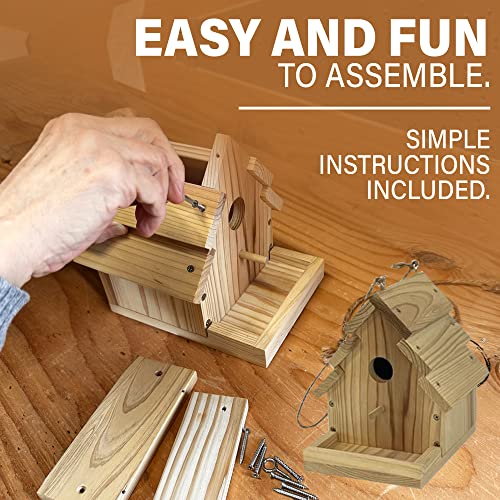 Bird House Kit for Adults and Children to Build and Paint - Easy Simple DIY Birdhouse Wood Craft Projects Bird House Tweet