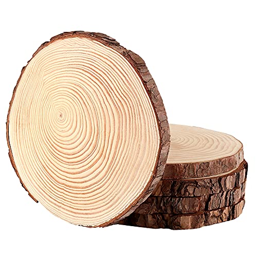 JOIKIT 5 PCS 8-9 Inch Unfinished Woods Slices, Natural Round Rustic Wood Slices for Centerpieces, Wooden Circles for DIY Craft, Christmas, Rustic - WoodArtSupply