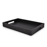 EDHAS Acacia Wood Rectangle BLACK Serving Tray for Breakfast Dinner Drinks Kitchen Dining Living Bathroom With Handle (15" x 10" x 1.6") EDHAS