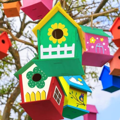 EXCEART 1 Set House Lanyard Wind Chime Pendant Wind Chime Ornament Unfinished Arts Kits Kids Craft Wind Chime Kit Decorate Wood Child Pigment EXCEART