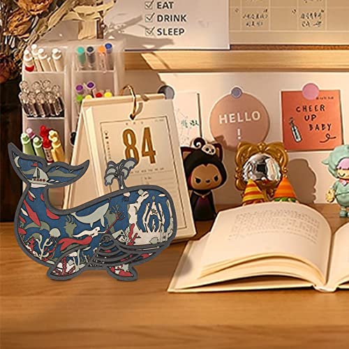 3D Wooden Whale Decor - Rustic Ocean Animal Craft for Home and Office CmayAlgc