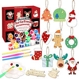 Springflower 36pcs Wooden Christmas Ornaments for Hanging Decorations,12 Styles Unfinished Wood Slices with Holes for Kids,DIY Craft Gift Toys with SpringFlower