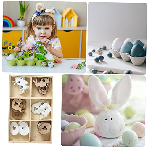 FUNOMOCYA 2 Sets 50pcs Easter Ornaments Easter Wooden Cutout Craft Wood Shapes Easter Bunny Cutouts Unfinished Wood Easter Party Supplies DIY Rabbit FUNOMOCYA