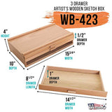U.S. Art Supply 3-Drawer Artist Wood Pastel, Pen, Marker Storage Box U.S. Art Supply