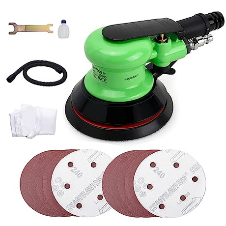 DOTOOL 5”(127 mm) Random Orbit Pneumatic Sander Self-Vacuum Sander Air Powered Professional Dual Action Polishing Palm Sander MAX 12000 RPM for Auto Dotool