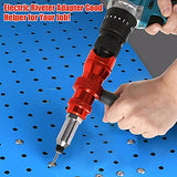 POWLAB Professional Rivet Gun Adapter Kit - Cordless Riveting Drill Tool with 4 Rivet Heads & 200 Blind Rivets - Easy Processing for Pop Rivets - POWLAB