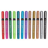 ZEYAR Acrylic Paint Pen, Needle Extra Fine and Chisel Point, 12 Metallic Colors, Waterproof Ink, Works on Rock, Wood, Glass, Metal, Ceramic and More ZEYAR