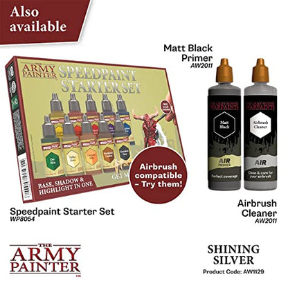 The Army Painter Warpaint Air Metallics Shining Silver - Acrylic Non-Toxic Heavily Pigmented Water Based Paint for Tabletop Roleplaying, Boardgames, - WoodArtSupply