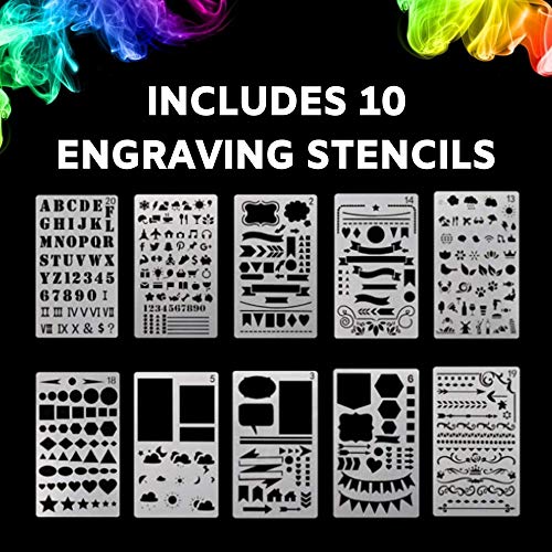 The Original Easy Etcher - Engraving Pen Complete Kit - Portable DIY Craft Electric Engraver & Stencils for Jewelry, Metal, Glass, Leather, Wood - Tidalpool