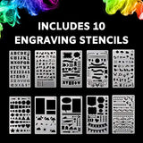 The Original Easy Etcher - Engraving Pen Complete Kit - Portable DIY Craft Electric Engraver & Stencils for Jewelry, Metal, Glass, Leather, Wood - Tidalpool