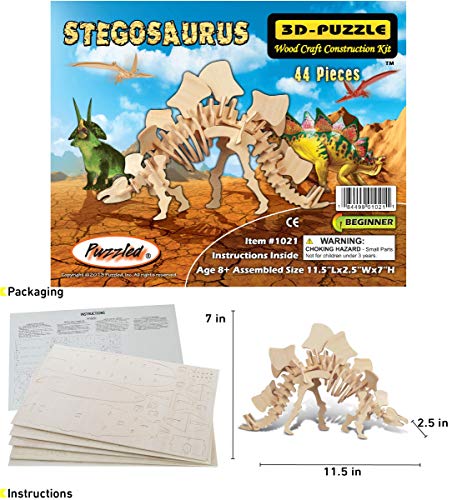 Puzzled Toys & Games Stegosaurus Wooden Puzzle, Easy to Play Pre-Cut 3D Woodcraft Puzzles Brain Teaser Educational Game Learning Journey Toy Activity - WoodArtSupply