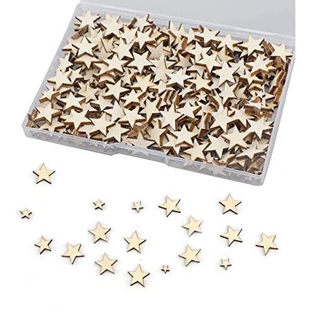 LUTER 500 x Handmade Wooden Star Embellishments Unfinished Cutout Blank Wooden Star Slices Embellishments for Christmas, Wedding, Party, DIY LUTER
