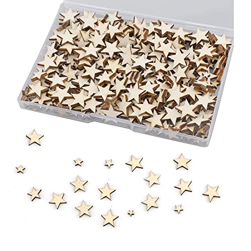 LUTER 500 x Handmade Wooden Star Embellishments Unfinished Cutout Blank Wooden Star Slices Embellishments for Christmas, Wedding, Party, DIY