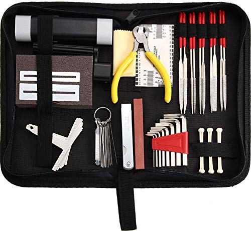 TIMESETL 44 Pcs Guitar Repairing Maintenance Tool Kit, Complete Stainless Steel Guitar Setup Kit Repair Tools for Guitar Ukulele Bass Mandolin Banjo - WoodArtSupply