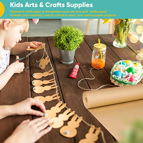 Brown Packing Paper 15"×450", Art Craft Paper, Christmas Wrapping Paper, Kraft Paper Roll for Moving Boxes Supplies, Gift Wrapping Bouquet Flower Vanhench