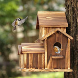 Terpovery Hanging Wooden Bird House for Outside 6 Hole Wooden Bird House Courtyard Backyard Decorations Terpovery