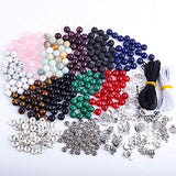Fishdown 418 pcs 8mm Crystal Beads for Jewelry Making, Natural Stone Healing Beads for Bracelets, Gemstone Beading & Jewelry Necklace Making DIY Kit Fishdown