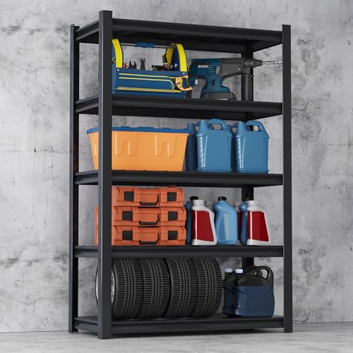 Gadroad 5 Tier Shelving Heavy Duty Storage Shelves Adjustable Garage Utility Shelf Rack Metal Shelving Unit Multipurpose Shelf Warehouse Basement - WoodArtSupply