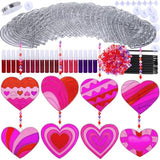 Winlyn 24 Sets Heart Suncatchers Ornaments Decorations DIY Window Paint Art Stickers Craft Kits Heart Sun Catchers for Kids Valentine's Day Classroom Winlyn