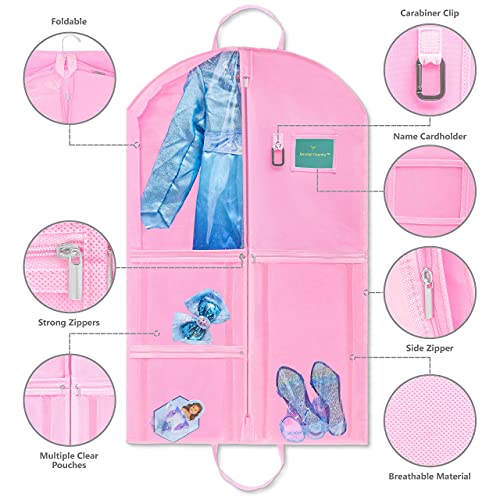 Waterproof Hanging Garment Bag 40 inch Clothes Bag with Gusset, 5 Pockets & Side Zip for Dance Costumes, Sports, Skating, Theatre, Beauty Pageants, Kendall Country