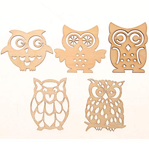 20pcs Wooden Crafts Shapes Craft Wood Slice Wood Hanging Ornament DIY Painting Wood Blanks Wood Owl Cutout Unfinished Wood Ornaments Wooden Cutout TENDYCOCO