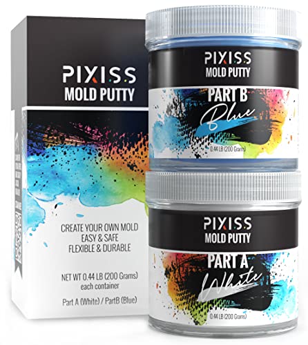 Mold Putty Silicone Mold Making Kit, Super Easy 1:1 Mix Mold Putty, 7/8 Lb (400 Grams), Makes Strong Reusable Silicone Molds Pixiss