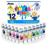 ABEIER Washable Finger Paint for Toddlers, Safe Non-Toxic, 12 Vibrant Colors (1.21fl oz), Baby Safe Paint for Hand and Feet, Mess Free Art Supplies ABEIER