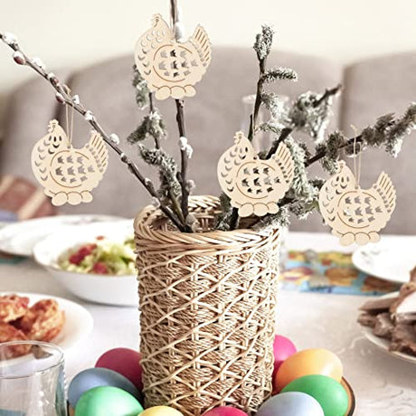 Abaodam 20pcs Rabbit DIY Wooden Easter Egg Cutouts Wood Easter Decor Easter Crafts for Kids Easter Crafts for Adults Chicken Ornament Chick Tree Abaodam