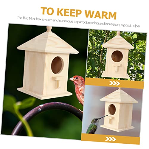 Kisangel Bird Nest Wooden Hummingbird House Birdhouses for Outdoors Bird Houses for Outside Wood Bird Feeder Unfinished Wood Birdhouse Balcony Bird Kisangel