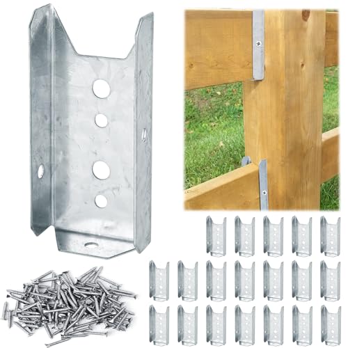 LukLoy 2x4 Brackets for Wood Rail, 20 Pack Fence Brackets Repair Kit Galvanized, Includes 140PCS 304 Stainless Steel Screws - WoodArtSupply