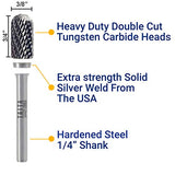 Carbide Burr 1/4" Shank, SC-3 Tungsten Double Cut Rotary Die Grinder Bits - Cutting Burrs for Milwaukee, Dewalt and Makita Die Grinder Accessories - TaitaTools