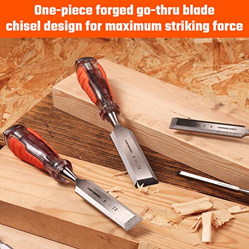 VANQUISH High-Impact 1 Inch Wood Chisel with One-Piece Forged Blade Go-Thru Mortise Chisel for Woodworking (4606) Vanquish