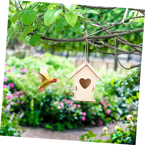 Yardwe 4 Pcs Wooden Bird House Wooden Bird Hut Natural Unfinished Wood Birdhouse Unfinished Birdhouse to Paint Artificial Birds House Bird House Yardwe
