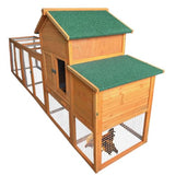 RUNVA 122''Chicken Coop with Nest Box - Poultry Cage with Removable Tray, Wooden Chicken Coop for 6 Chickens with Waterproof Roof & Ramp Play for RUNVA