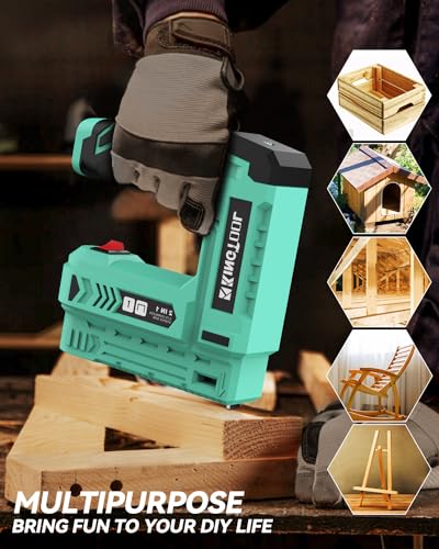 KingTool Electric Staple Gun, 3.7V Cordless 2-in-1 Stapler Nail Gun, 2.0Ah Battery Powered Cordless Staple Gun, 5000pcs Staples & Nails, Staple - WoodArtSupply