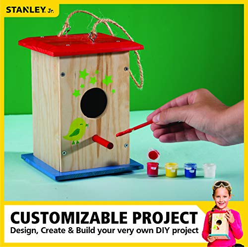 Stanley Jr DIY Bird House Kit for Kids and Adults - Easy Assembly Paint-A-Birdhouse Kit - Wooden Birdhouse Kit - Paint & Brushes Included STANLEY Jr.