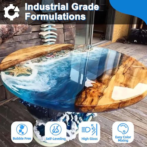 Shabebe Table Top Epoxy Resin 1 Gallon, Super Gloss & Crystal Clear Epoxy Resin Kit with UV Resistant & Self Leveling, Non Toxic Food Safe for River Shabebe