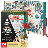 Arteza Advent Calendar 2023 (Fine Art, 24 Days) Art Supplies Holiday Gift for Adults, Includes Acrylic, Oil, Gouache Watercolor Paints, Chrome ARTEZA