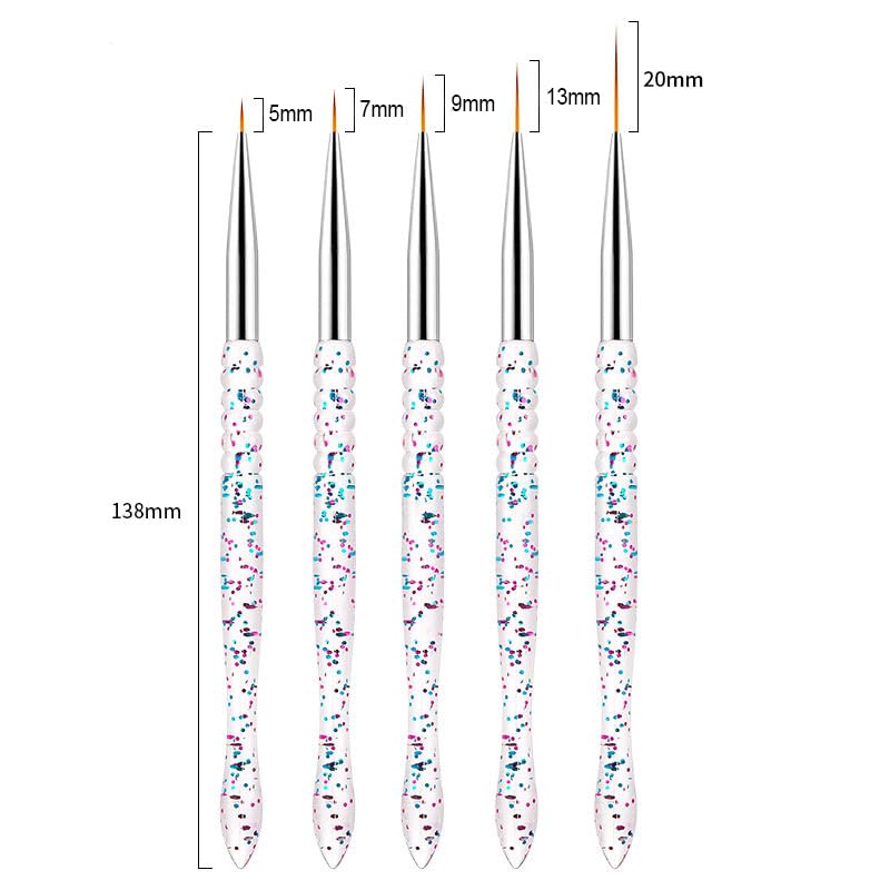 Gembityful Nail Dotting Tools 10 Pcs Kit 5 pcs Double-end Nail Dotting tools and 5 Pcs Nail Liner Brushes GEMBITYFUL
