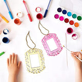 yueton 12PCS Blank Unfinished Wooden Picture Frames Wood Photo Frame with Jute Rope for DIY Crafts, Home Decoration, Christmas Tree Hanging yueton