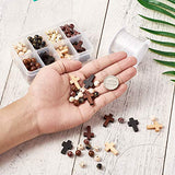 Pandahall 170Pcs 8mm Round Acrylic&Wooden Beads and 30Pcs 22x15.5mm Natural Wooden Cross Pendants Beads Charm with 0.8mm Crystal Elastic String for PH PandaHall