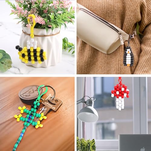 Happy makers Bead Pets, Pony Beads Kit Multicolor Pony Beads Animals Keychain Making Kit with Instruction, Keyring & Key Clasp, Ultimate Bead Pets Happy makers