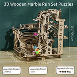 Hallisun 3D Wooden Puzzle for Adults, Marble Run Set, Wooden Mechanical Model Kit, DIY Roller Coaster Handicraft Wood Craft Kit, Birthday Gift for Hallisun