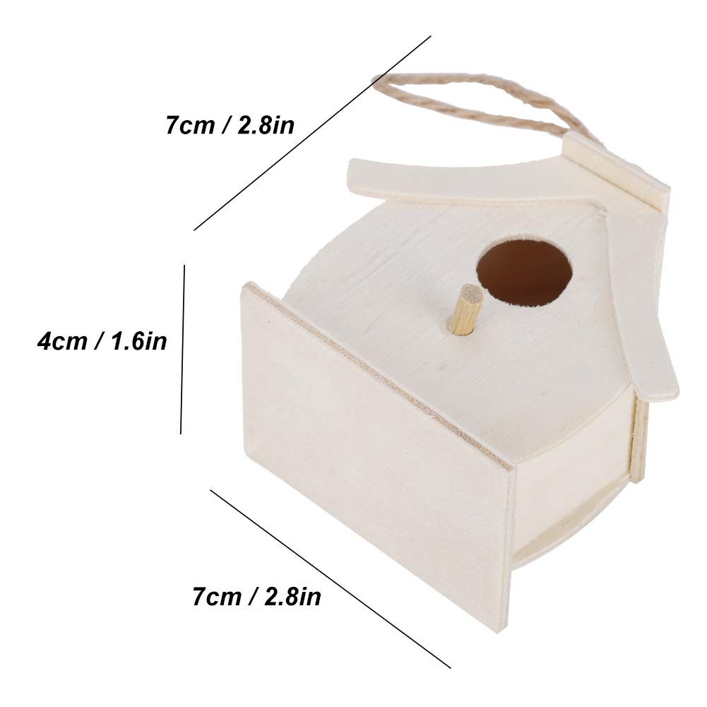 Mokernali 4 Mini Wooden Birdhouses, Hanging Birds Nest Ornaments, 7x4x7cm Outdoor Birdhouse, Charming Decoration for Outdoor Garden, Balcony and Mokernali