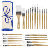 CONDA Paint Brushes Set of 24 Different Shapes Professional Painting Brushes for Oil, Acrylic Canvas and Watercolor Painting (White) conda