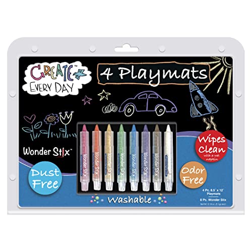 The Pencil Grip Create Everyday Black Board Playmat Kit with 8 Wonder Stix (TPG648) The Pencil Grip