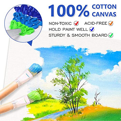 Shuttle Art Canvas Panels and Acrylic Paint Bundle, Art Painting Supplies Set for 18 Colors Acrylic Paint Bottles (240ml/8.12oz) & 52 Pack Painting - WoodArtSupply