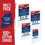 U.S. Art Supply Multi-Pack 6-Ea of 3x5, 4x6, 5x7 & 8x10 inch Professional Quality Small Artist Canvas Panel Board Assortment Pack (24 Total Panel U.S. Art Supply