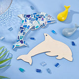 WEBEEDY Make 2 Dolphin Glass Mosaic Kit Creativity DIY Mosaic Glass Kit for Kids Adults Include Glass Mosaic Tiles, Wooden Chips, Ribbon WEBEEDY