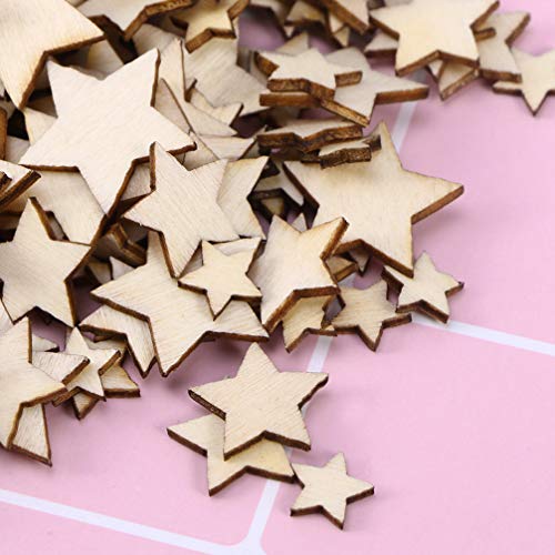 MILISTEN 100pcs Handmade Jewelry Miniature Star Embellishments Pentagram Shaped DIY Wooden Slices Star Wooden Unfinished Wood Pentagram Blank Wooden